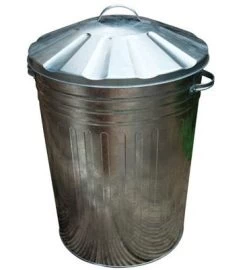 Galvanised Bin With Metal Lid
